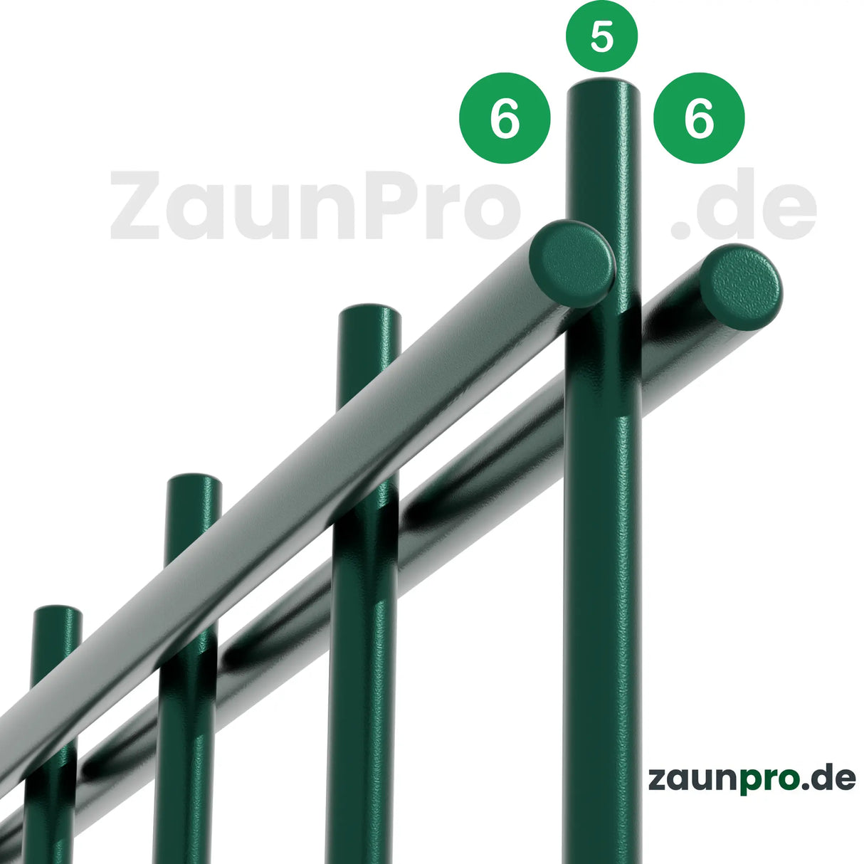 Doppelstabmatte 6/5/6 Moosgrün RAL 6005 – Nahaufnahme Drahtstruktur, Drahtstärke 6/5/6 mm, pulverbeschichtet