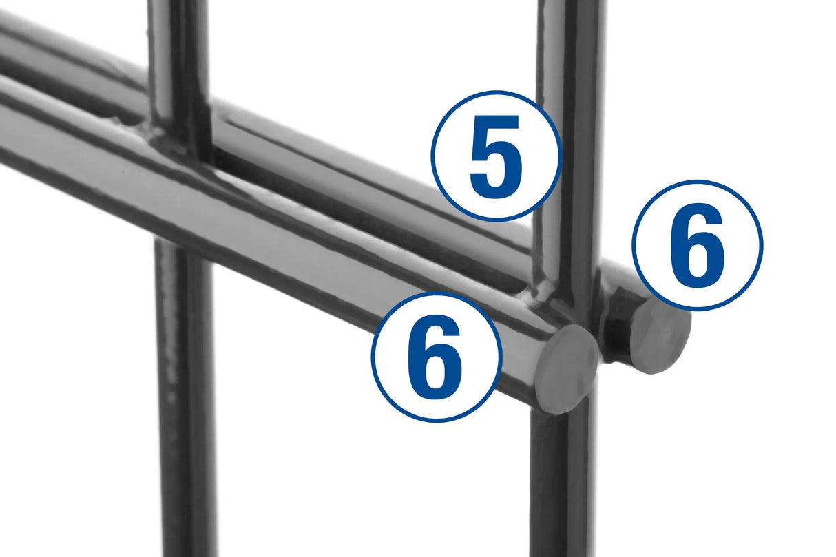 Übersicht der Eigenschaften: Doppelstabmatte 6/5/6 mit 5 mm Vertikaldraht