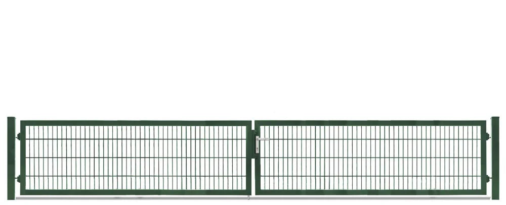 Doppeltor 8/6/8 breite Ausführung in Moosgrün RAL 6005, freigestellt