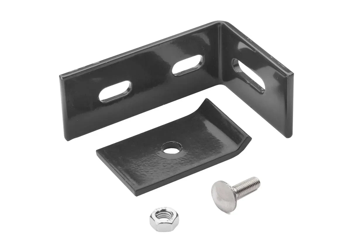Zaunanschlusswinkel Anthrazit RAL 7016 Set mit Gegenplatte, Schraube und Mutter