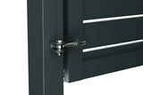 Detail: Scharnier des Alu-Gartentors swing am Torpfosten