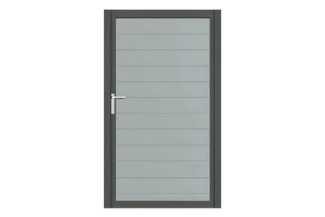 Alu-Gartentor swing mit Füllung snap 140 in Fenstergrau RAL 7040, freigestellt