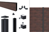 Lieferumfang Alu-Zaun pure 100 in Dark Oak: Rhombusprofile, Alu-Pfosten 72/72 mm, Abdeckleiste, Pfostenkappe und Nutensteine