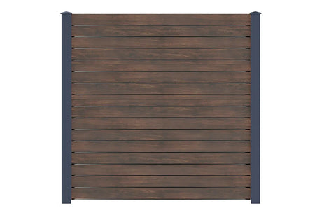 Alu-Zaun pure 100 in Dark Oak mit kurzen Alu-Pfosten zum Aufdübeln, freigestellt
