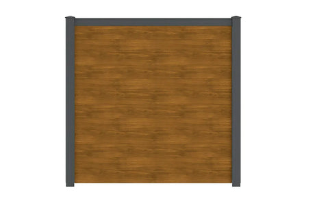 Alu-Zaun snap 140 in Holzoptik Light Oak mit kurzen Alu-Pfosten zum Aufdübeln, freigestellt