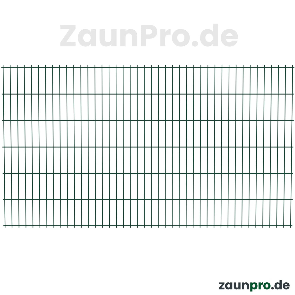 Doppelstabmatte 6/5/6 Moosgrün RAL 6005 – Frontalansicht Zaunfeld 2500 mm, Maschenweite 50×200 mm, feuerverzinkt
