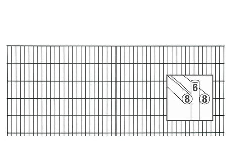 Drahtstärke der Doppelstabmatte 8/6/8: 8 mm waagerecht, 6 mm senkrecht