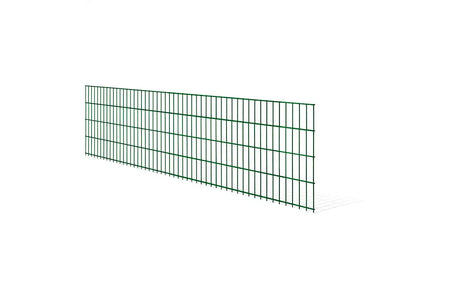 Stabmattenzaun 8/6/8 in Moosgrün RAL 6005, freigestellte Einzelmatte, Breite 251 cm