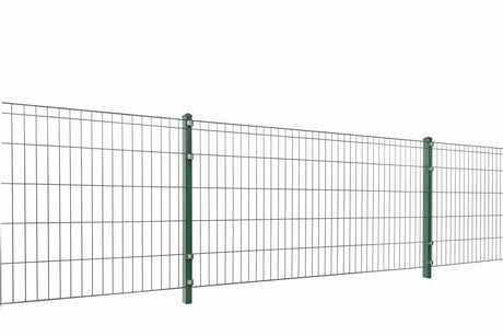 Doppelstabmattenzaun Komplettset 5/4/5 in Moosgrün RAL 6005 mit Zaunpfosten, freigestellt
