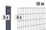 Langlebiger Metallzaun 6/5/6 aus verzinktem und pulverbeschichtetem Stahl, Komplettset