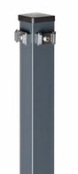 Eckpfosten für Doppelstabmattenzaun 60x60 mm in Anthrazit RAL 7016 mit Edelstahl-Plättchen