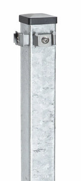 Feuerverzinkter Eckpfosten 60x60 mm mit Edelstahl-Plättchen für Doppelstabmattenzaun
