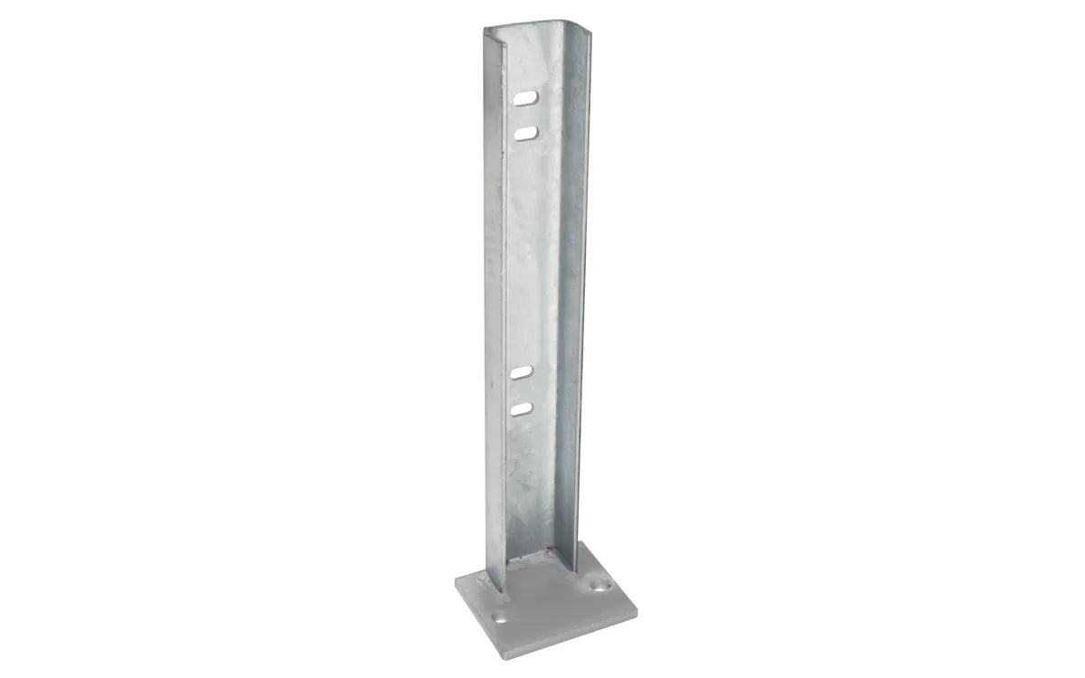 Feuerverzinkte Fußplatte 120 x 100 mm mit 460 mm hohem Steg für Gabionenpfosten