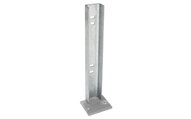 Feuerverzinkte Fußplatte 120 x 100 mm mit 460 mm hohem Steg für Gabionenpfosten