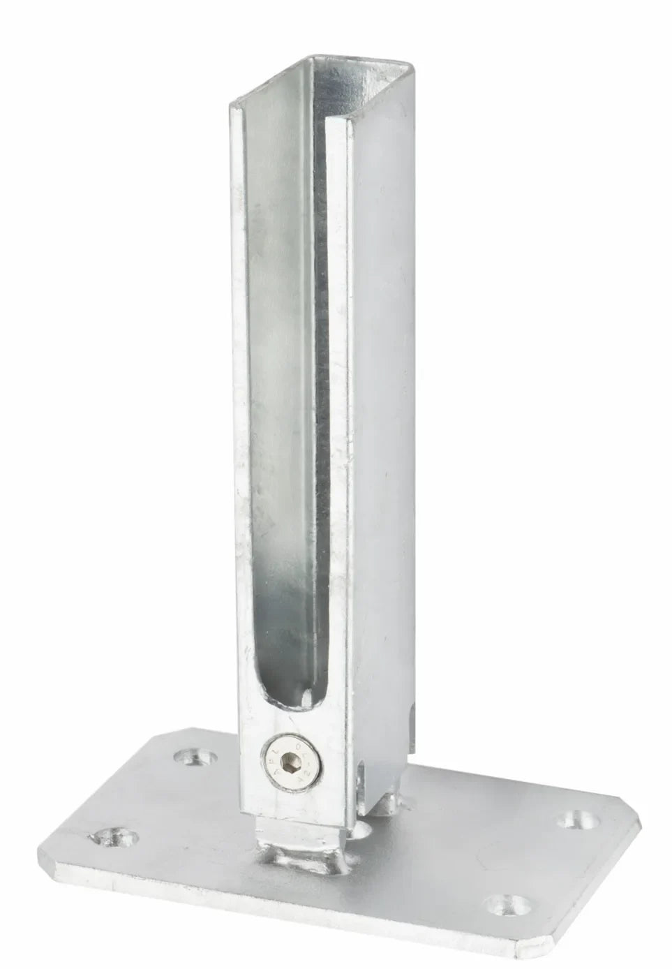 Gefaelle-Fussplatte 60 x 40 mm feuerverzinkt fuer Zaunpfosten am Hang