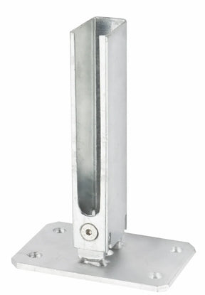 Gefaelle-Fussplatte 60 x 40 mm feuerverzinkt fuer Zaunpfosten am Hang