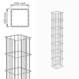 Gabionensäule RUBIN 22x22 cm: Querschnitt mit Maßangabe und Ansicht der Säule