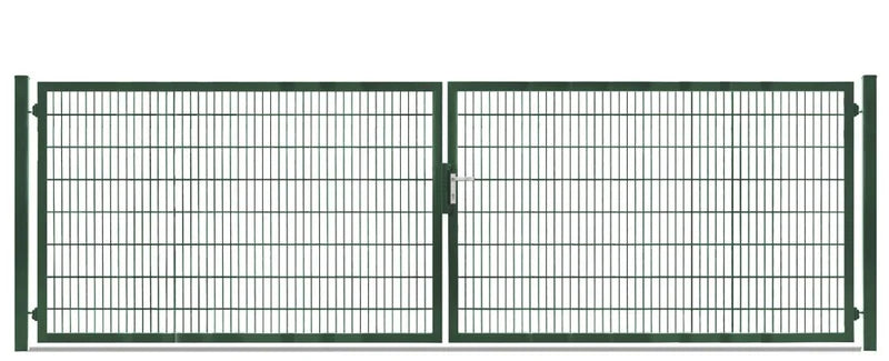 Doppeltor 8/6/8 breite Ausführung in Moosgrün, Torhöhe 160 cm, freigestellt