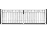 Zweiflügeliges Gartentor Barcelona mit Rautenornamenten in Anthrazit RAL 7016, Torhöhe 103 cm, Abbildung mit 328 cm lichter Weite