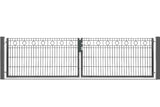 Zweiflügeliges Gartentor Barcelona mit Rautenornamenten in Anthrazit RAL 7016, Torhöhe 83 cm, Abbildung mit 328 cm lichter Weite