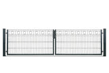 Zweiflügeliges Gartentor Rom mit Kreisornamenten in Anthrazit RAL 7016, lichte Weite 328 cm, Torhöhe 83 cm, freigestellt
