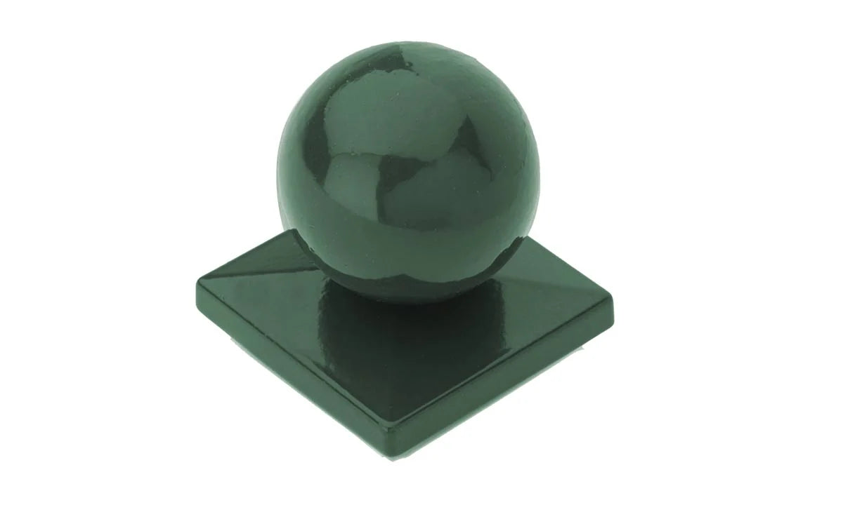 Pfostenkappe mit Kugel 60 x 60 mm aus Aluminium in Moosgrün RAL 6005