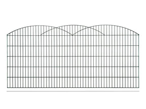 Schmuckzaun Innsbruck aus Metall mit drei ineinander übergehenden Bögen in Anthrazit RAL 7016, freigestellt, Elementbreite 251 cm