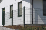 Schmuckzaun Rom in Anthrazit mit Kreisornamenten vor einer weißen Hauswand