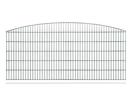 Schmuckzaun Sydney aus Metall mit durchgehendem Oberbogen in Anthrazit RAL 7016, freigestellt, Elementbreite 251 cm