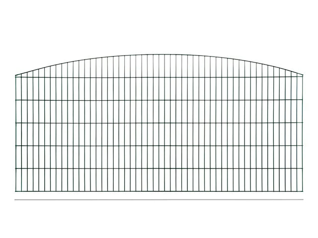 Schmuckzaun Sydney aus Metall mit durchgehendem Oberbogen in Anthrazit RAL 7016, freigestellt, Elementbreite 251 cm