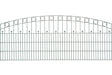 Schmuckzaun Wien aus Metall mit Oberbogen, Kreisornamenten und Zierkugeln in Anthrazit RAL 7016, freigestellt, Elementbreite 251 cm
