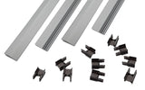 Sichtschutz-Klemmleisten-Set für Gartentore 8/6/8 in Fenstergrau RAL 7040 mit vier Leisten und Klemmböcken