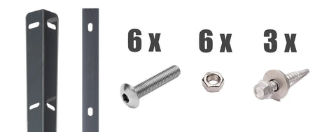 Zaunanschluss-Set 103 cm Anthrazit RAL 7016 Lieferumfang mit Winkellochleisten, Schrauben und Duebeln