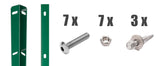 Zaunanschluss-Set 123 cm Moosgruen RAL 6005 Lieferumfang mit Winkellochleisten, Schrauben und Duebeln