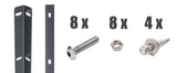 Zaunanschluss-Set 143 cm Anthrazit RAL 7016 Lieferumfang mit Winkellochleisten, Schrauben und Duebeln