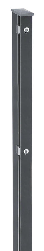 Zaunpfosten für Doppelstabmatten 60x40 mm in Anthrazit RAL 7016, freigestellt mit Abdeckleiste