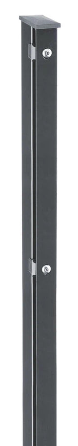 Zaunpfosten für Doppelstabmatten 60x40 mm in Anthrazit RAL 7016, freigestellt mit Abdeckleiste
