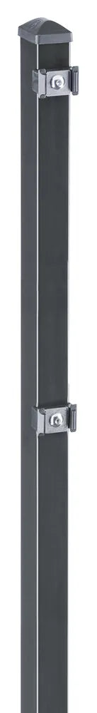 Zaunpfosten 60x40 mm in Anthrazit RAL 7016 mit Edelstahl-Plättchen, freigestellt