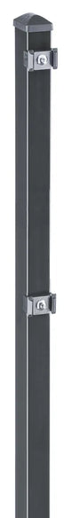 Zaunpfosten 60x40 mm in Anthrazit RAL 7016 mit Edelstahl-Plättchen, freigestellt