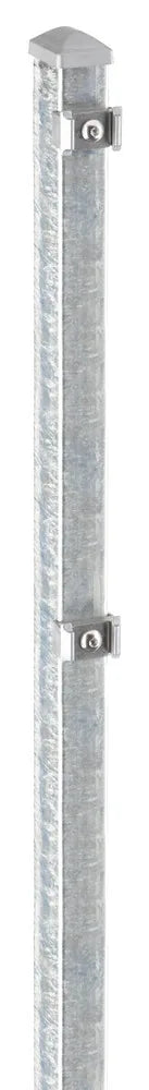 Feuerverzinkter Zaunpfosten 60x40 mm mit Edelstahl-Plättchen, freigestellt