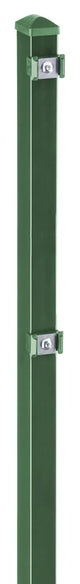Zaunpfosten 60x40 mm in Moosgrün RAL 6005 mit Edelstahl-Plättchen, freigestellt